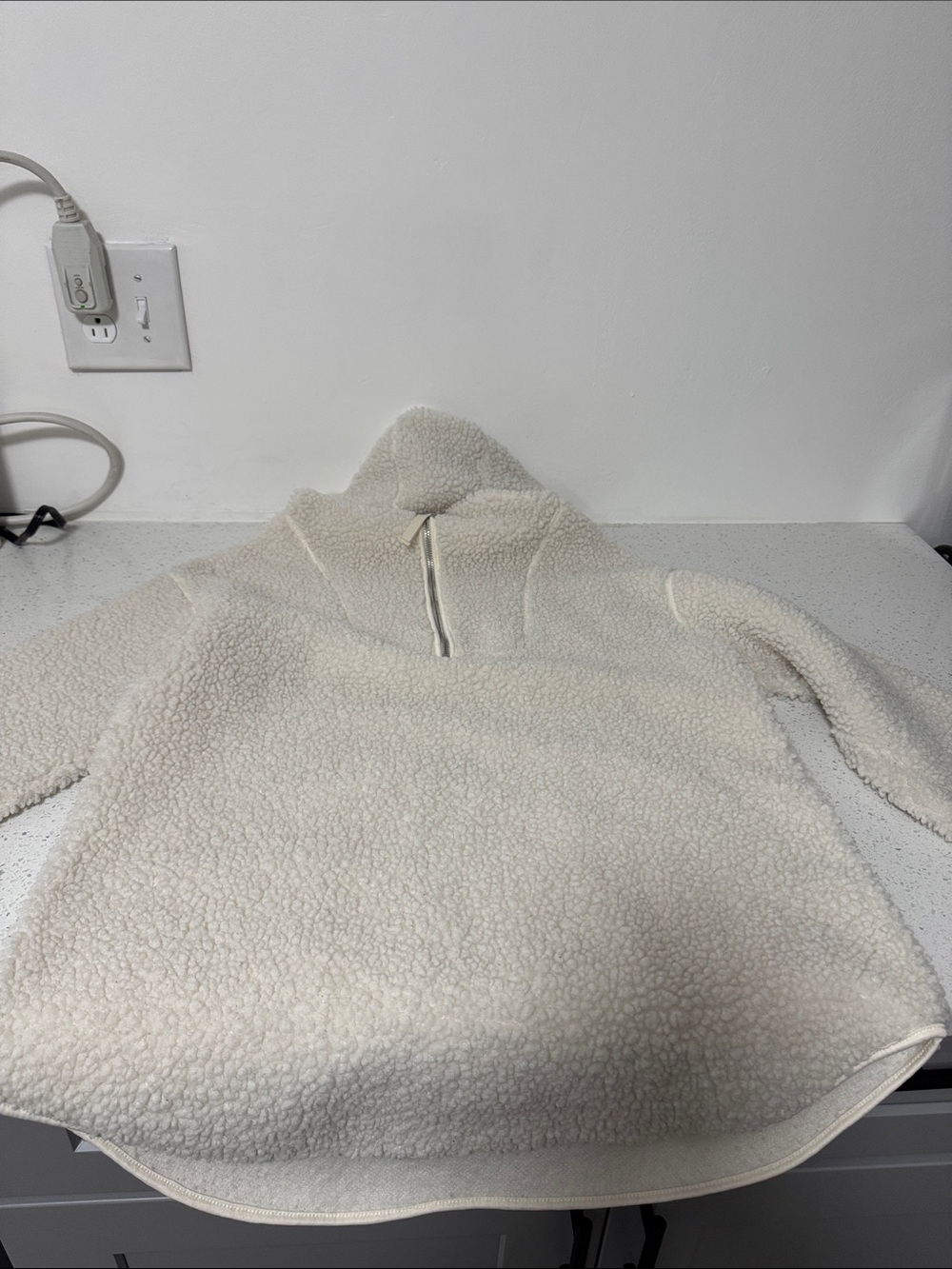H&M Cozy Cream Sherpa Pullover Hoodie